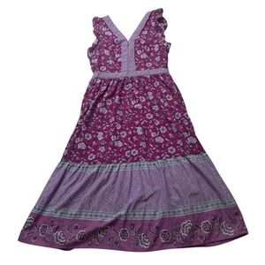 LOFT Dress Women's‎ 4 Petite Pink Border Ruffle Midi Pockets Floral Cottagecore